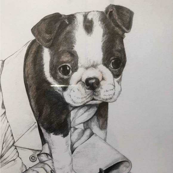 Boston Terrier original Art Top hat & Tails professional framed 22” by 18” - Picture 5 of 11